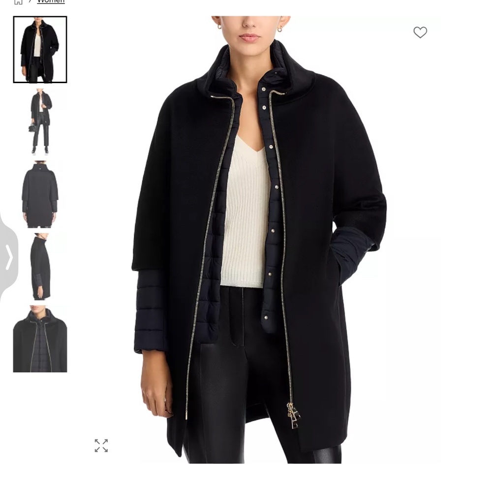 Herno Black Coat with Quilted Sleeves size 42